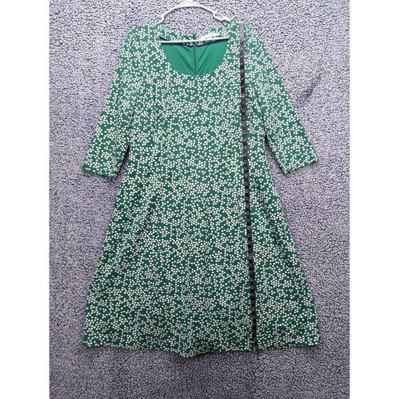 Boden Julianna Ponte Fit and Flare Midi Dress Size 16 Long Polka Dot Modal Green - Picture 13 of 15